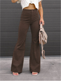 Trendy ribfluwelen damesbroek met hoge taille – Daphne