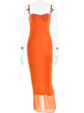 Oranje kanten maxi avondjurk voor dames – Celestia
