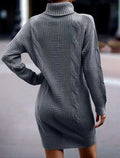 Gebreide Sweater Jurk met Col en Kabelpatroon - Maëlle