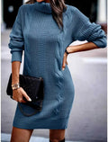 Gebreide Sweater Jurk met Col en Kabelpatroon - Maëlle