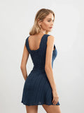 Mini Jurk met Vierkante Hals en Kantdetails - Emma