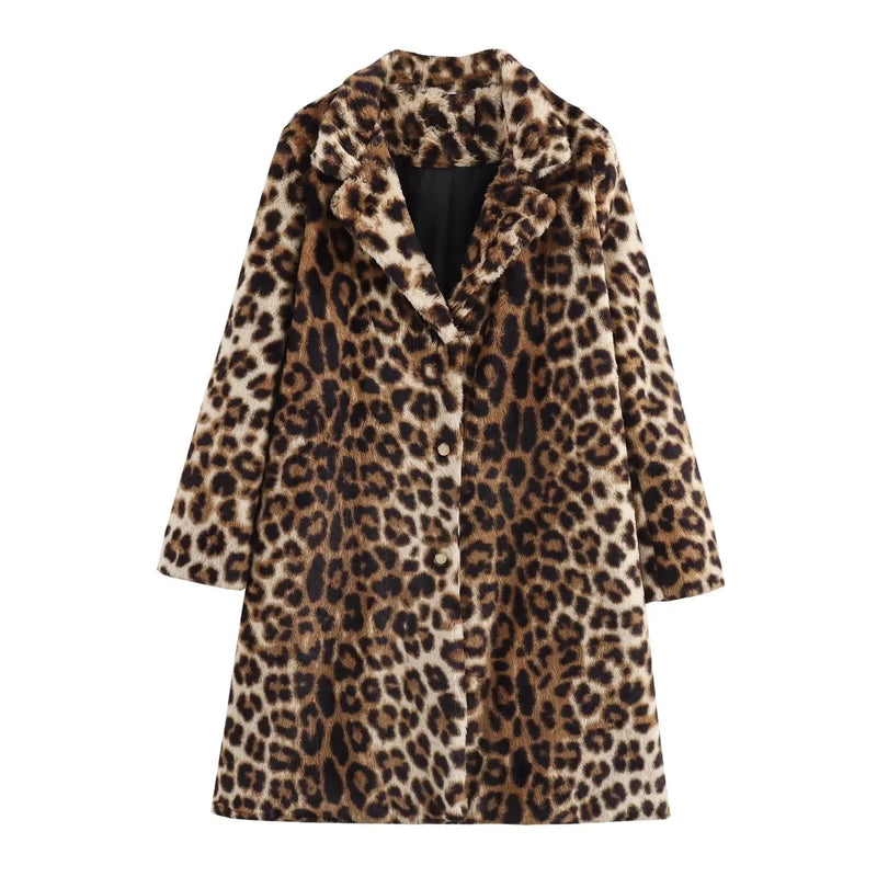 Dames faux fur jas luipaardprint warm en elegant – Meloura
