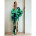Elegante tropische maxi jurk met V-hals – Teresa