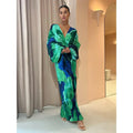 Elegante tropische maxi jurk met V-hals – Teresa