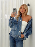 Dames denim jas oversized vintage stoer en tijdloos – Elanya