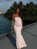 Geborduurde strapless maxi-jurk met pasvorm – Loreen