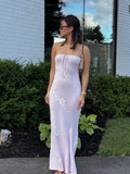 Geborduurde strapless maxi-jurk met pasvorm – Loreen