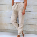 Lichte damesbroek met elastische taille en linnenlook – Floor