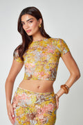 Lace co-ord set met maxi rok en crop top – Serelina