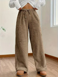 Hoge taille wijde broek met koord – Eva