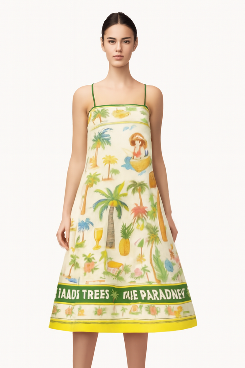 Zomerjurk Linnen Verstelbare Bandjes Flowy Pasvorm – Aurelio