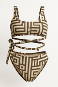 Bandeau Bikiniset met Geometrische Print en Vetersluiting – Selavira