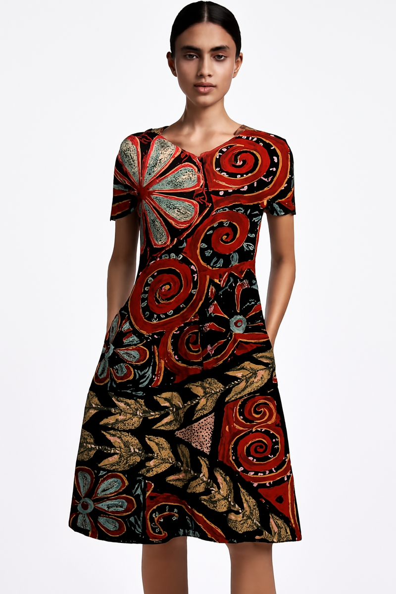 Bloemenprint Zomerjurk met Zakken en Ronde Hals – Sophie