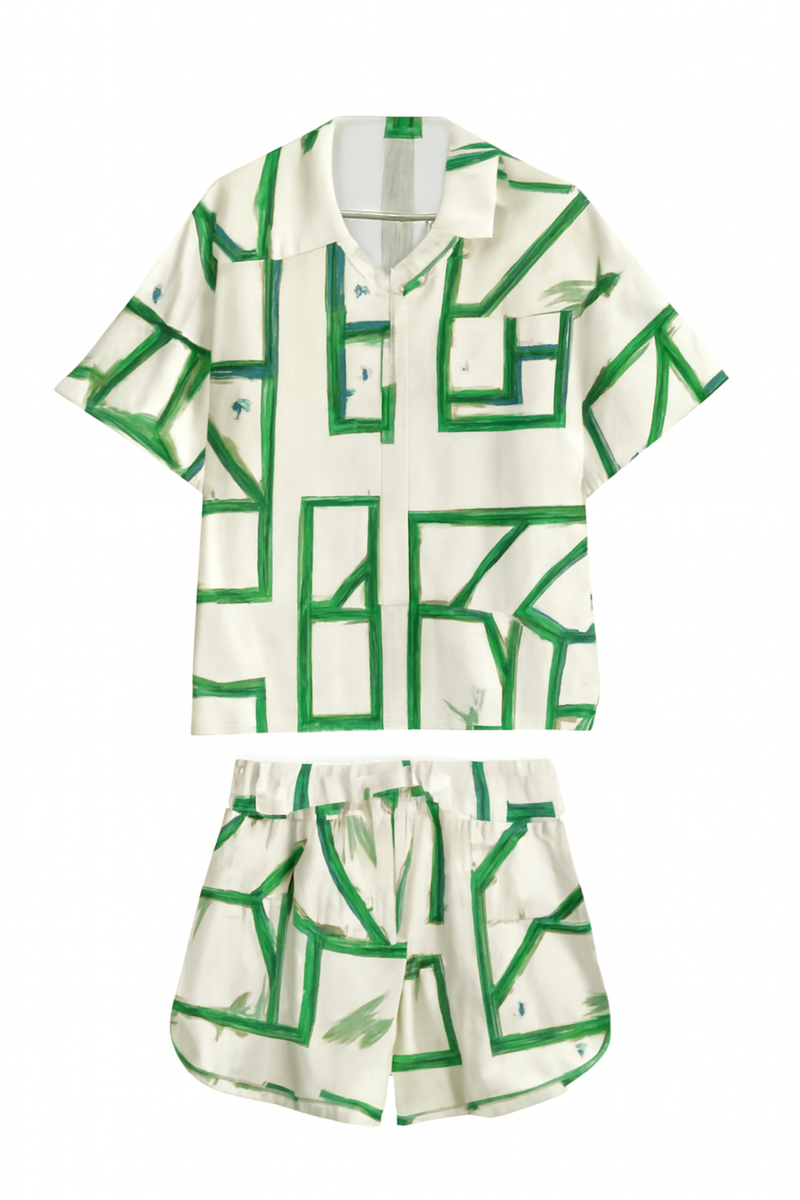 Zomer Set Blouse en Shorts met Print – Bloomara