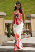 Strapless bloemenjurk voor dames met elegante pasvorm – Fiorella