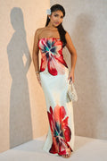 Strapless bloemenjurk voor dames met elegante pasvorm – Fiorella