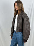 Cropped dames bomberjack in vintage nepleer – Nayla