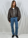 Cropped dames bomberjack in vintage nepleer – Nayla