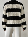 Gestreepte dames V-hals trui voor herfst en winter – Sophie
