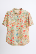 Dames blouse katoen linnen bloemenprint comfortabel casual – Janelys