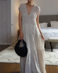 Casual Maxi Jurk met V-hals voor Dames – Elara