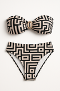 Bikini dames bandeau geometrisch vetersluiting strandlook – Livari