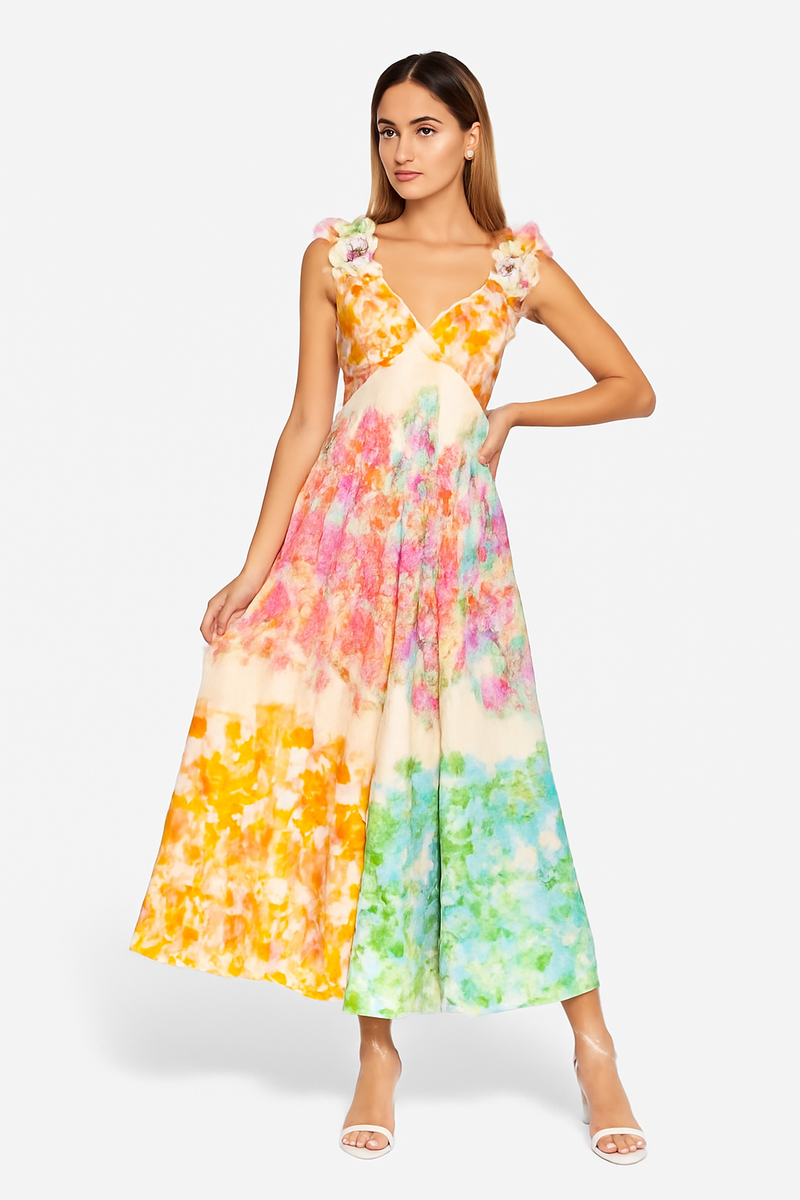 Zomerjurk met pofmouwen en bloemenprint – Mila