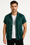 Casual herenoverhemd met bloemmotief en korte mouwen – Matteo