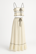 Zomerse Crop Top en Maxi Rok Set met Ruches – Chloé