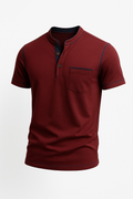 Casual Henley-shirt met borstzak voor heren – Minj