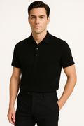 Heren Airflow Effen Kleur Gebreid Polo Shirt – Mark