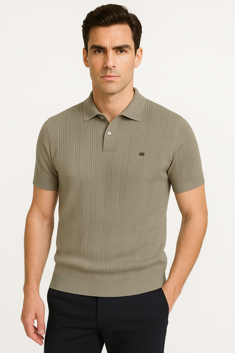 Zomergebreide polo met korte mouwen voor heren – Ruben