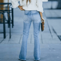 Comfortabele denim stretch jeans met uitlopende pijpen - Sophie
