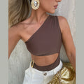 One-Shoulder Badpak Goud Details Luxe Look – Marvessa