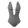 Gestreept Badpak Cut-Out Diepe Hals Luxe – Valnora