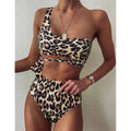 High-Waist Bikini One-Shoulder Luipaard Design – Feloura