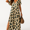 Elegante maxi damesjurk met split en V-hals – Sophie