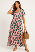 Elegante maxi damesjurk met split en V-hals – Sophie