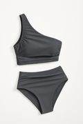 Bikini dames satijn één-schouder volant elegant – Marilou