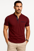 Casual Henley-shirt met borstzak voor heren – Minj