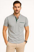 Casual Henley-shirt met borstzak voor heren – Minj