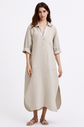 Bohemian damesjurk met zakken en knoopdetail – Lianne