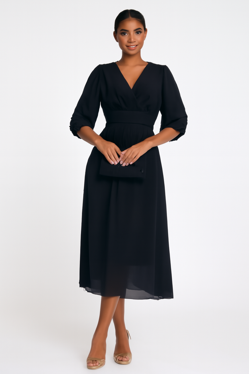 Zijdezachte chiffonjurk met elegante pasvorm – Abelya