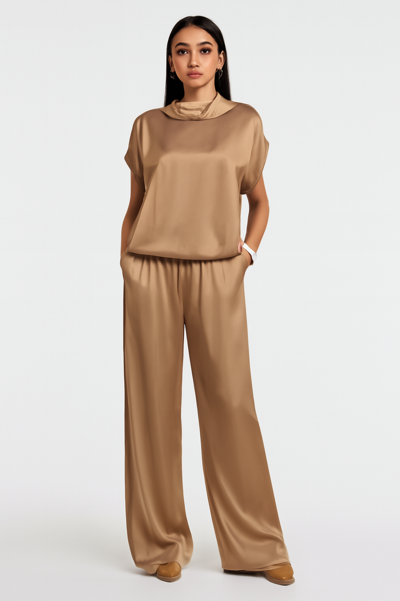 Zijdezachte Set Blouse en Broek Voor Dames – Vereluna