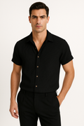 Casual corduroy herenoverhemd met korte mouwen – Joris