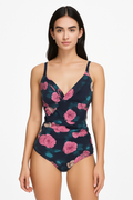 Corrigerend Badpak met Bloemenprint en Diepe Hals – Floraniva