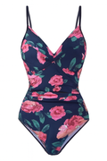 Corrigerend Badpak Diepe Hals Bloemenprint – Fiorena