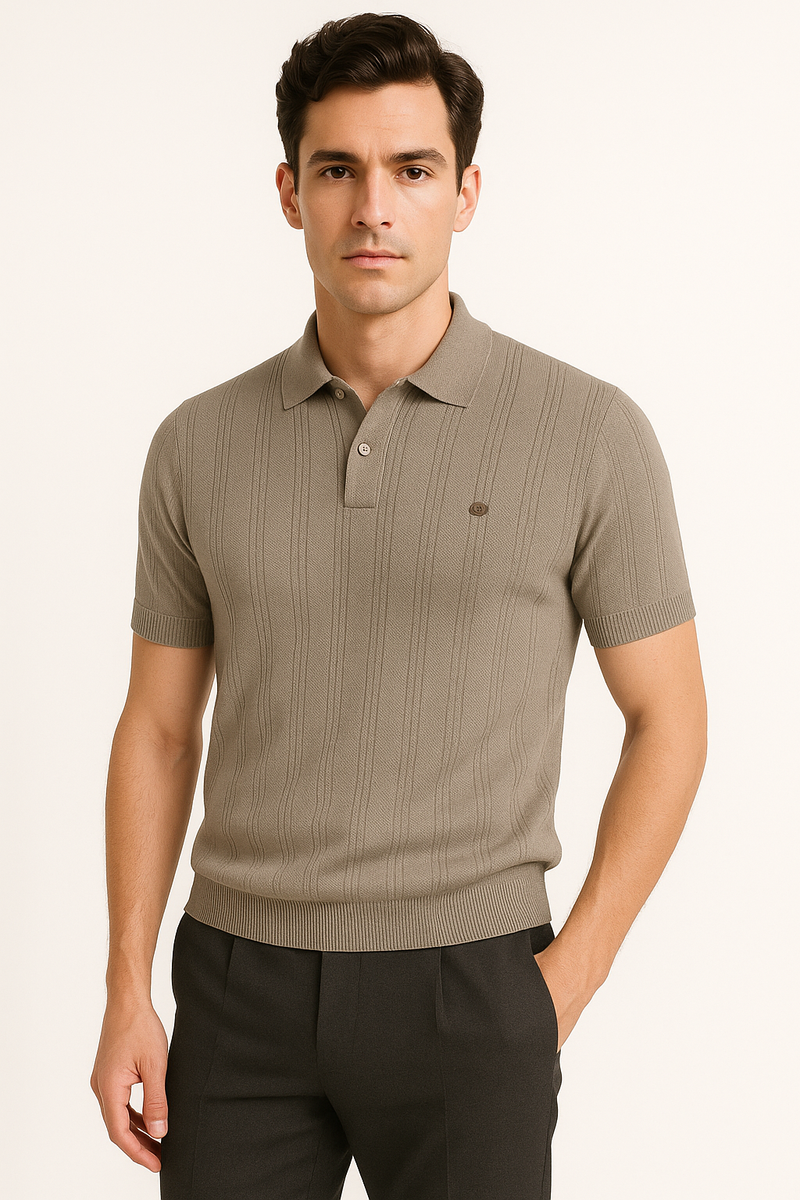 Heren klassieke gestreepte polo met korte mouwen – Thomas