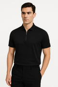 Heren quarter-zip polo met korte mouwen – Lucas