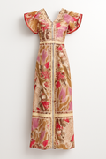 Boho Maxi Jurk met Bloemenprint en Volantmouwen - Isla